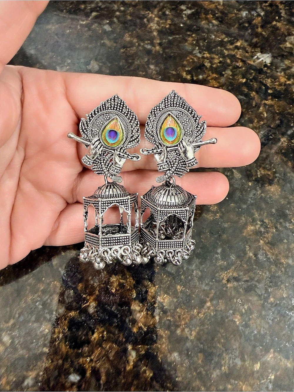 Peacock Birdcage Drop Earrings